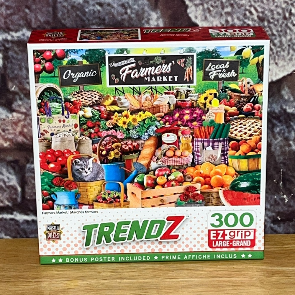 Master pieces Trendz Farmers Market Puzzle 300 Piece EZ Grip New